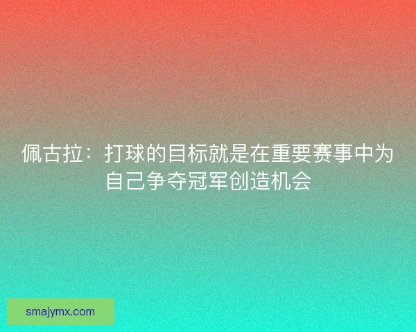 佩古拉：打球的目标就是在重要赛事中为自己争夺冠军创造机会
