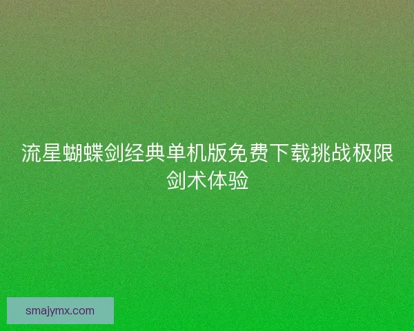 流星蝴蝶剑经典单机版免费下载挑战极限剑术体验