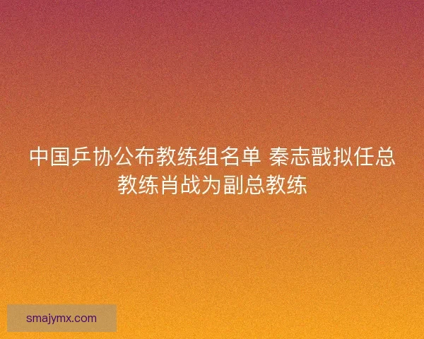 中国乒协公布教练组名单 秦志戬拟任总教练肖战为副总教练 中国乒协公布教练组名单 秦志戬拟任总教练肖战为副总教练