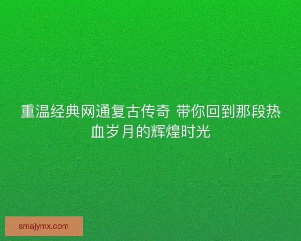 重温经典网通复古传奇 带你回到那段热血岁月的辉煌时光