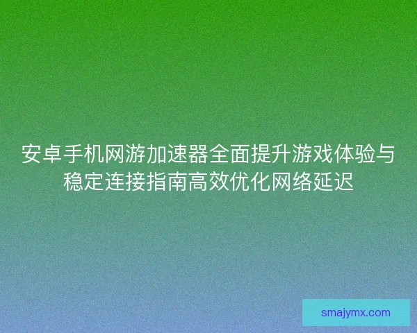 安卓手机网游加速器全面提升游戏体验与稳定连接指南高效优化网络延迟